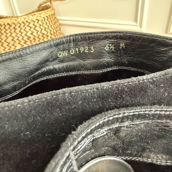 Stuart Weitzman Boot Tass Hidden Wedge Black Suede Gold Zipper Boot $695 6.5 - Picture 7 of 9